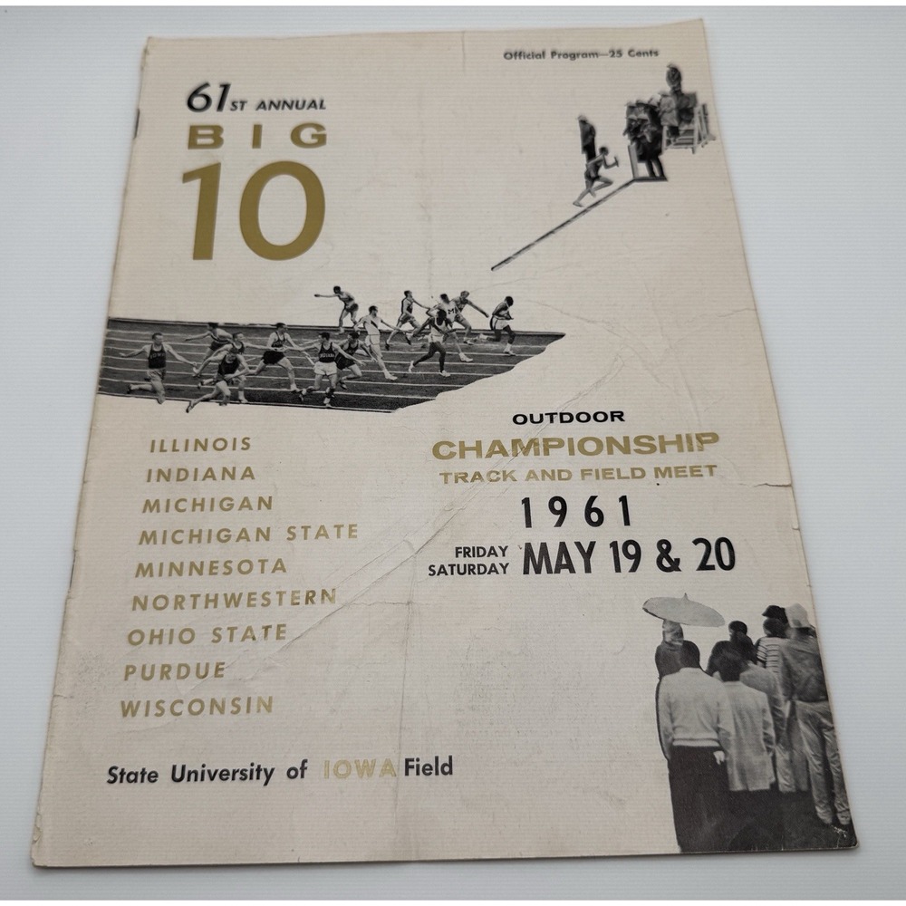 1961 Big 10 Outdoor Track Field Iowa City Official Championship Program Original